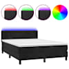 vidaXL kontinentaalvoodi madrats ja LED, must, 140x190 cm, samet