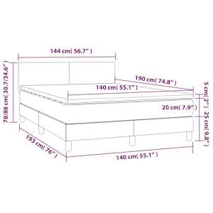 Box spring postel s matrací a LED tmavě modrá 140x190 cm samet - obrázek 9