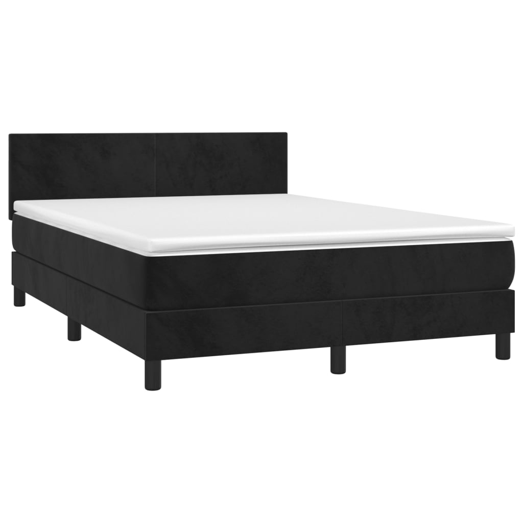 Box spring postel s matrací a LED černá 140x200 cm samet