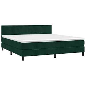 Box spring postel s matrací a LED tmavě zelená 160x200 cm samet - obrázek 4