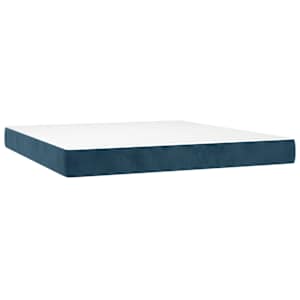 Box spring postel s matrací a LED tmavě modrá 160x200 cm samet - obrázek 6