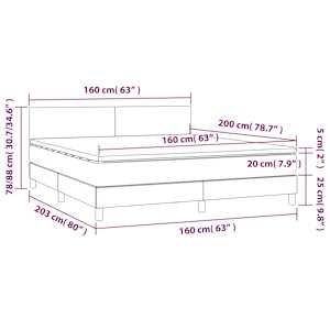 Box spring postel s matrací a LED tmavě modrá 160x200 cm samet - obrázek 9