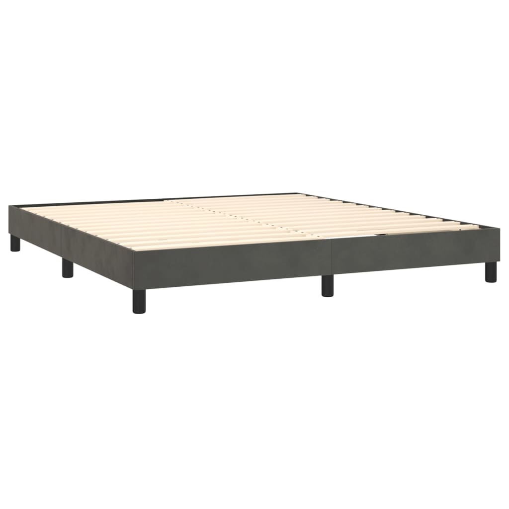 Box spring postel s matrací a LED tmavě šedá 180x200 cm samet