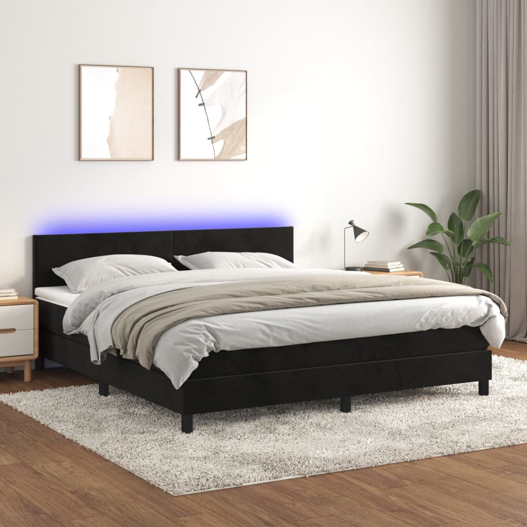  ΚΡΕΒΑΤΙ BOXSPRING ΜΕ ΣΤΡΩΜΑ & LED ΜΑΥΡΟ 180X200 ΕΚ. ΒΕΛΟΥΔΙΝΟ V-3134299