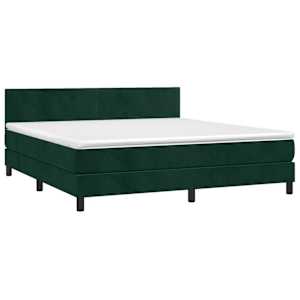 Box spring postel s matrací a LED tmavě zelená 180x200 cm samet - obrázek 4
