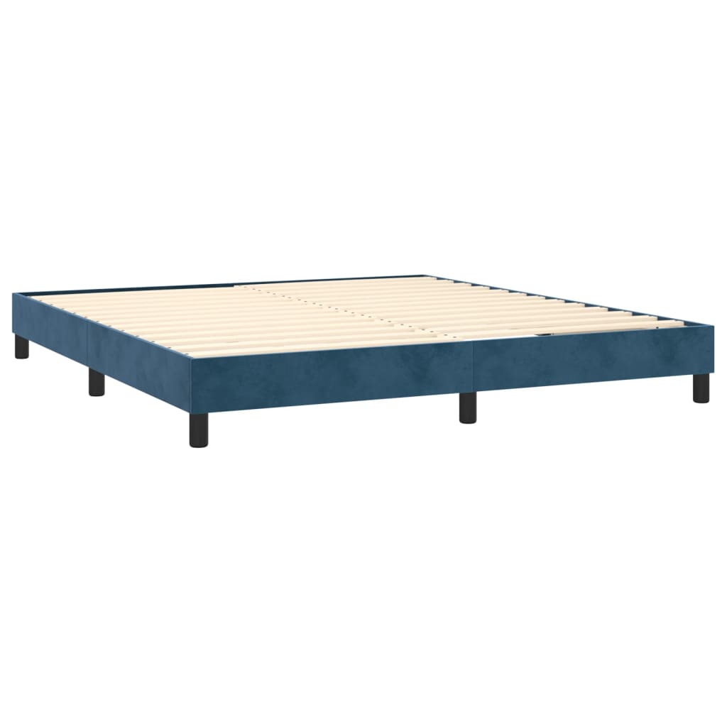 Box spring postel s matrací a LED tmavě modrá 180x200 cm samet