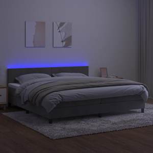 Box spring postel s matrací a LED světle šedá 200x200 cm samet - obrázek 3