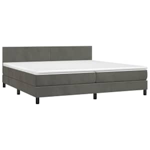Box spring postel s matrací a LED tmavě šedá 200x200 cm samet - obrázek 4