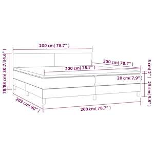 Box spring postel s matrací a LED tmavě šedá 200x200 cm samet - obrázek 8