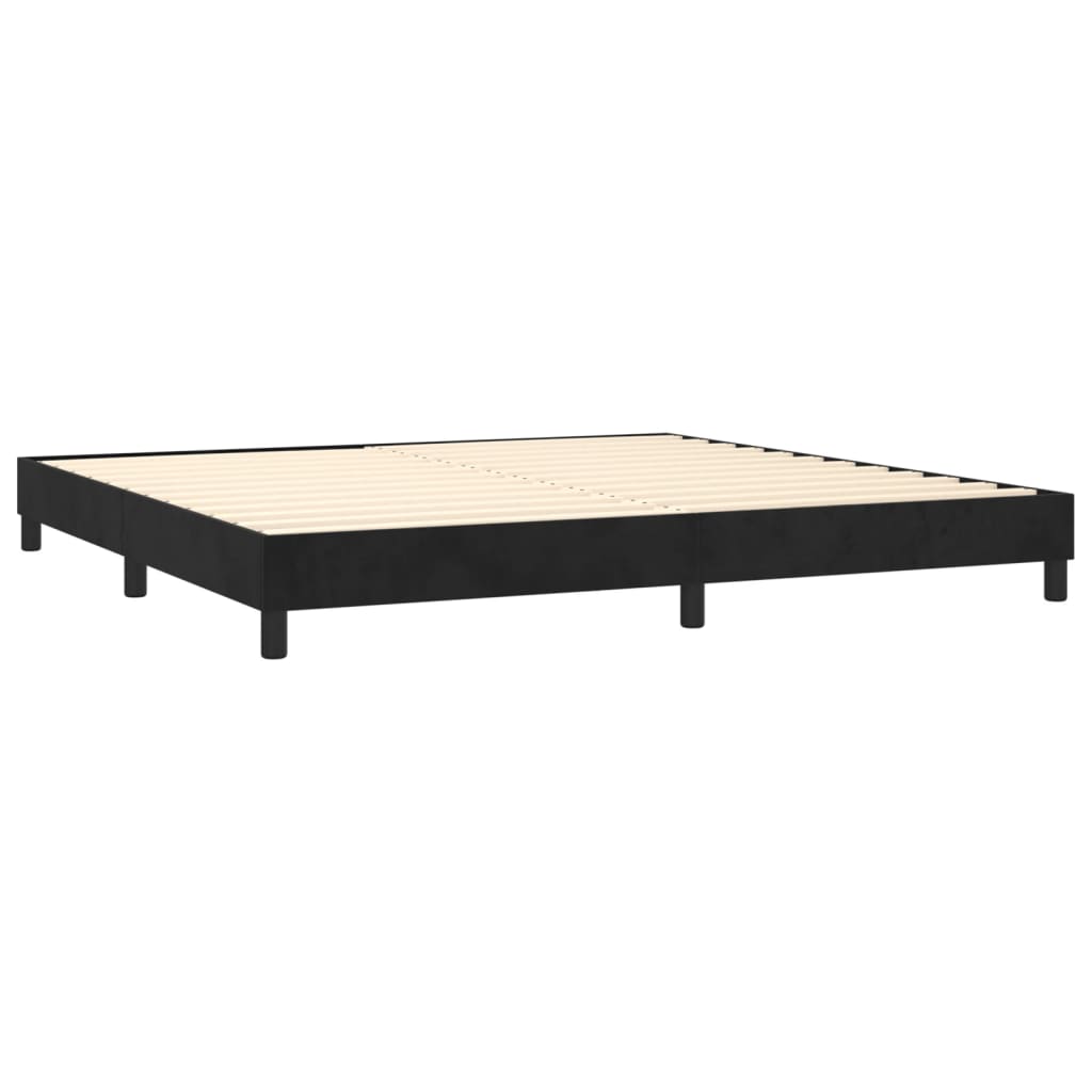 Fekete bársony rugós és LED-es ágy matraccal 200x200 cm 