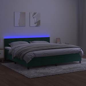 Box spring postel s matrací a LED tmavě zelená 200x200 cm samet - obrázek 3