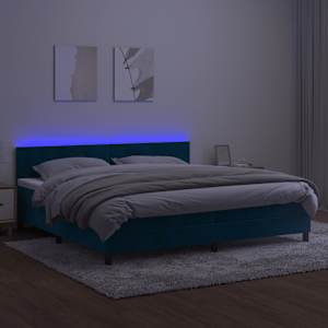 Box spring postel s matrací a LED tmavě modrá 200x200 cm samet - obrázek 3