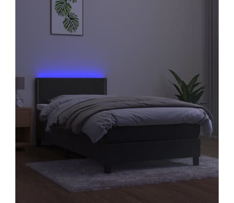vidaXL Boxspring met matras en LED fluweel donkergrijs 80x200 cm
