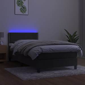 Box spring postel s matrací a LED tmavě šedá 80 x 200 cm samet - obrázek 3