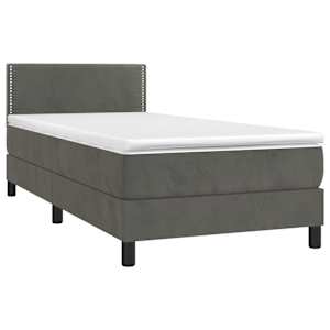 Box spring postel s matrací a LED tmavě šedá 80 x 200 cm samet - obrázek 4