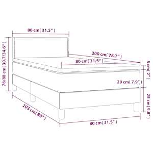 Box spring postel s matrací a LED tmavě šedá 80 x 200 cm samet - obrázek 8