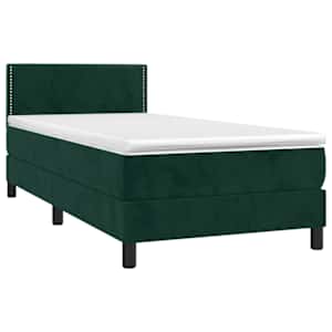 Box spring postel s matrací a LED tmavě zelená 80x200 cm samet - obrázek 4