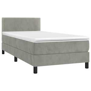 Box spring postel s matrací a LED světle šedá 90x190 cm samet - obrázek 4