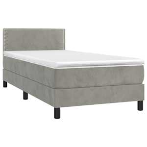 Box spring postel s matrací a LED světle šedá 100x200 cm samet - obrázek 4