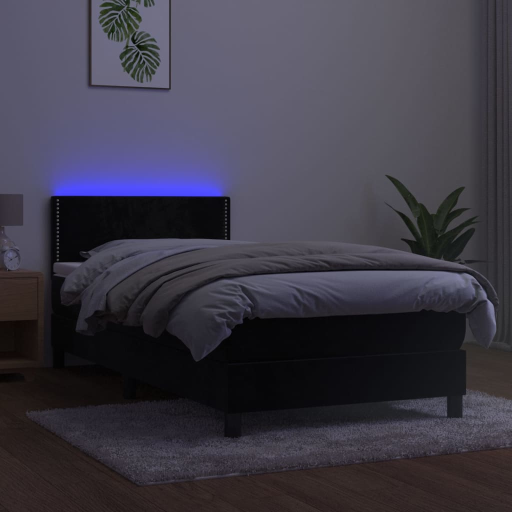 Thumbnail - vidaXL Boxspringbett mit Matratze & LED Schwarz 100x200 cm Samt