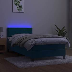 Box spring postel s matrací a LED tmavě modrá 100x200 cm samet - obrázek 3