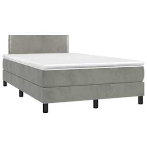 Box spring postel s matrací a LED světle šedá 120x200 cm samet - obrázek 4