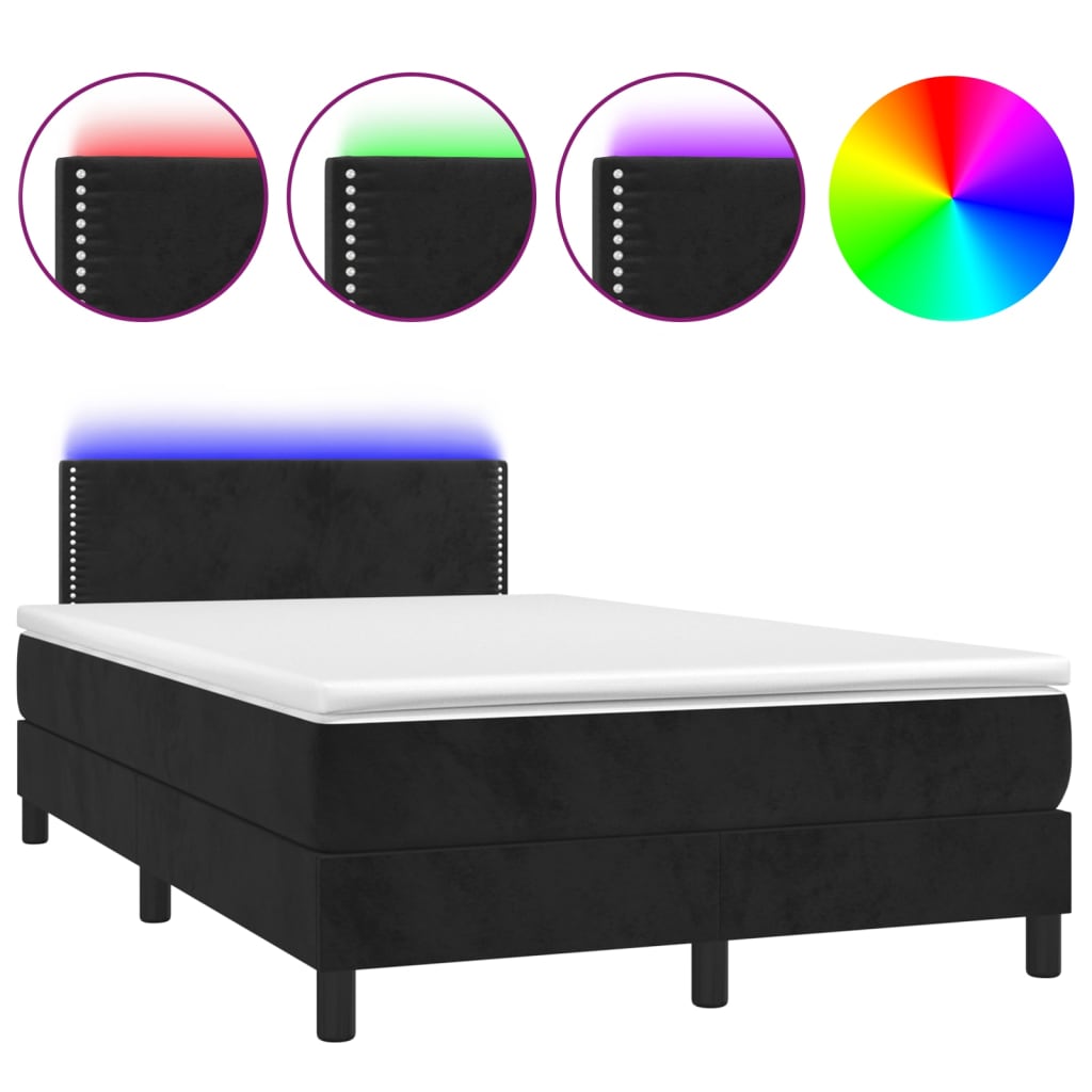Thumbnail - vidaXL Boxspringbett mit Matratze & LED Schwarz 120x200 cm Samt