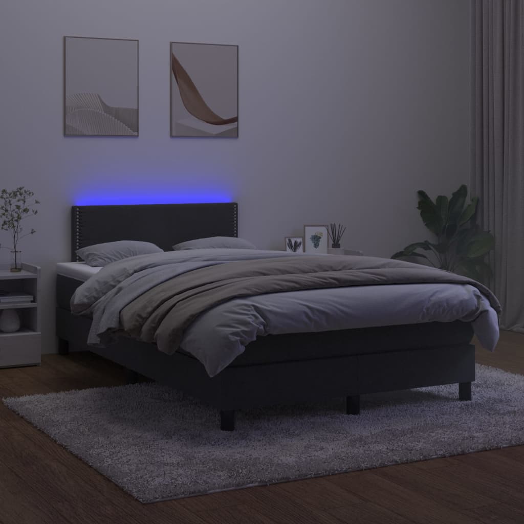 vidaXL Boxspring met matras en LED fluweel zwart 120x200 cm afbeelding