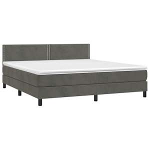 Box spring postel s matrací a LED tmavě šedá 160x200 cm samet - obrázek 4