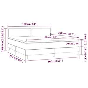 Box spring postel s matrací a LED černá 160x200 cm samet - obrázek 8