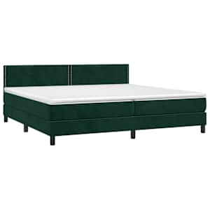 Box spring postel s matrací a LED tmavě zelená 200x200 cm samet - obrázek 4