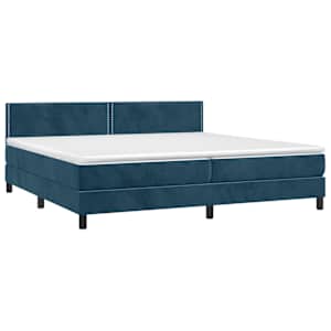 Box spring postel s matrací a LED tmavě modrá 200x200 cm samet - obrázek 4