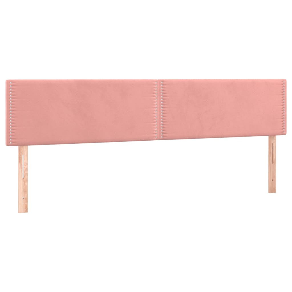 Rózsaszín bársony rugós és LED-es ágy matraccal 200x200 cm 