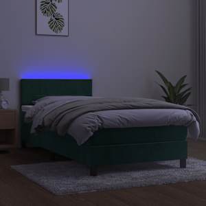 Box spring postel s matrací a LED tmavě zelená 80x200 cm samet - obrázek 3