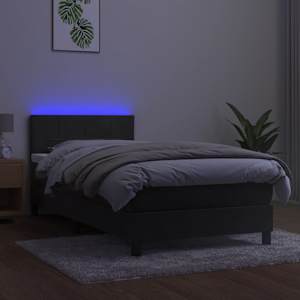 Box spring postel s matrací a LED tmavě šedá 90x190 cm samet - obrázek 3