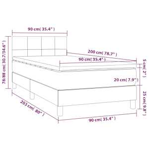 Box spring postel s matrací a LED tmavě zelená 90x200 cm samet - obrázek 9