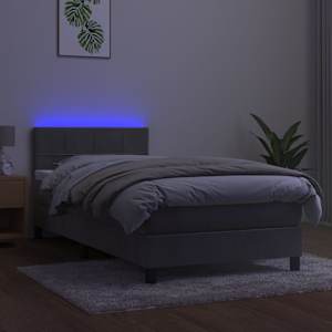 Box spring postel s matrací a LED světle šedá 100x200 cm samet - obrázek 3