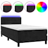 vidaXL kontinentaalvoodi madrats ja LED, must, 100x200 cm, samet