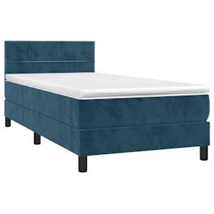 Box spring postel s matrací a LED tmavě modrá 100x200 cm samet - obrázek 4