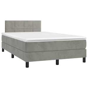 Box spring postel s matrací a LED světle šedá 120x200 cm samet - obrázek 4