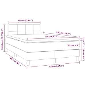 Box spring postel s matrací a LED tmavě modrá 120x200 cm samet - obrázek 9
