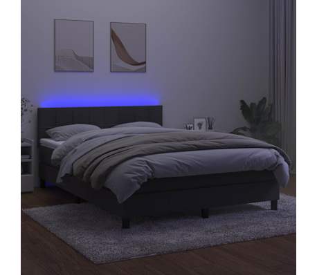 vidaXL Boxspring met matras en LED fluweel donkergrijs 140x190 cm