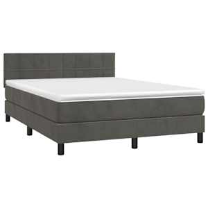 Box spring postel s matrací a LED tmavě šedá 140x190 cm samet - obrázek 4