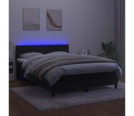 vidaXL Boxspring met matras en LED fluweel zwart 140x200 cm