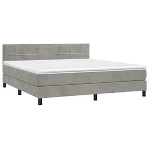 Box spring postel s matrací a LED světle šedá 160x200 cm samet - obrázek 4