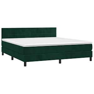 Box spring postel s matrací a LED tmavě zelená 160x200 cm samet - obrázek 4