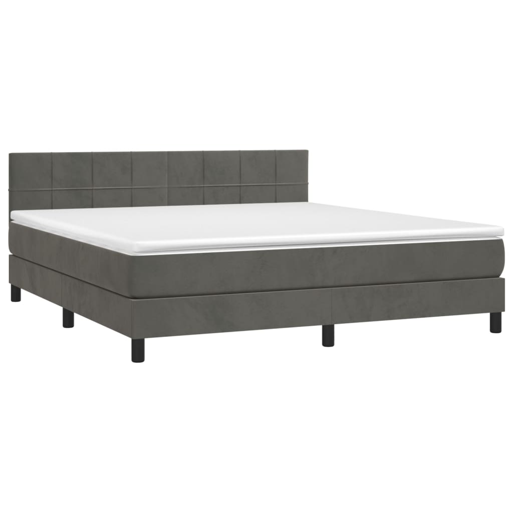 vidaXL Boxspring met matras en LED fluweel donkergrijs 180x200 cm afbeelding