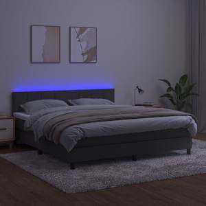 Box spring postel s matrací a LED tmavě šedá 180x200 cm samet - obrázek 4