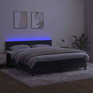 Box spring postel s matrací a LED černá 180x200 cm samet - obrázek 4