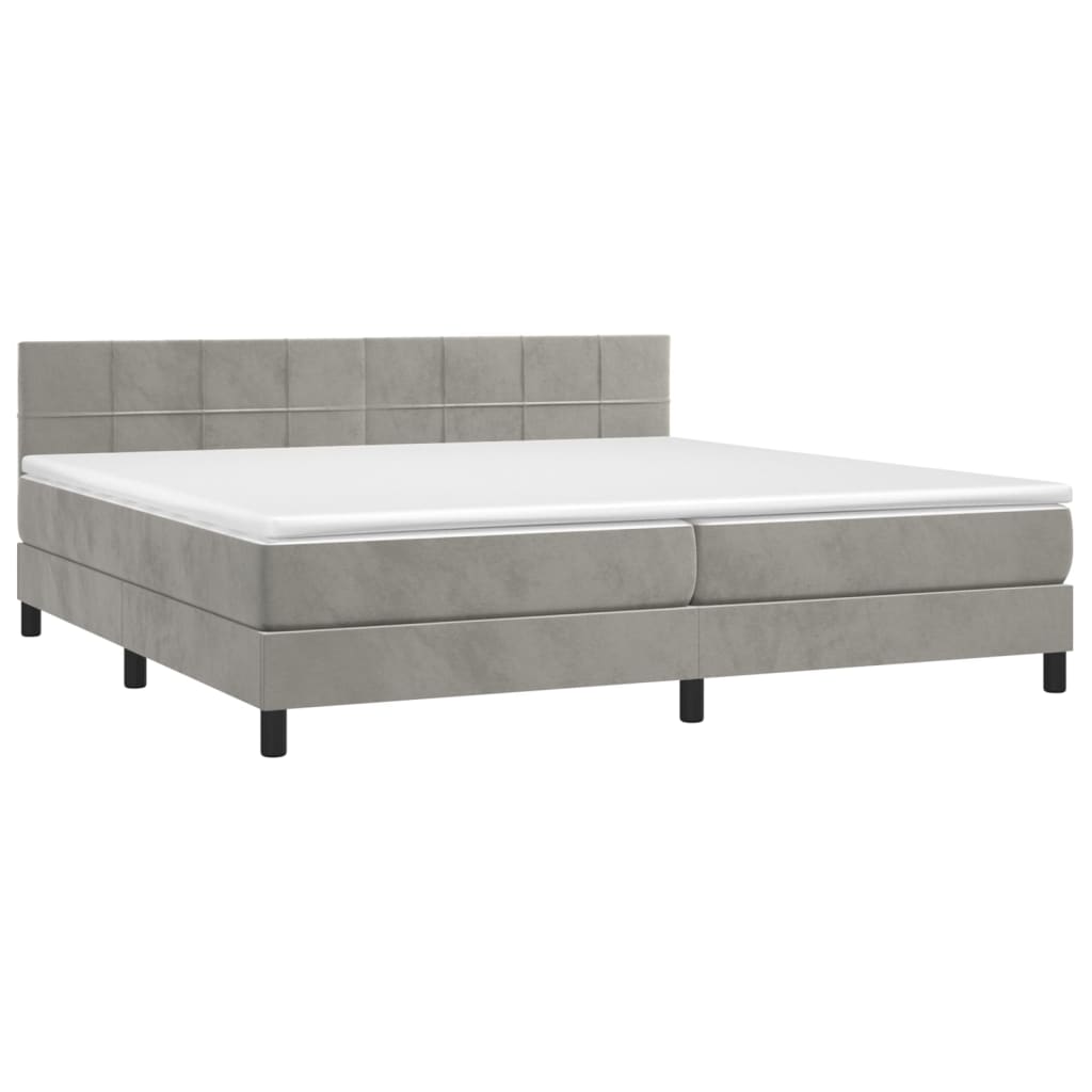 Thumbnail - vidaXL Boxspringbett mit Matratze & LED Hellgrau 200x200 cm Samt